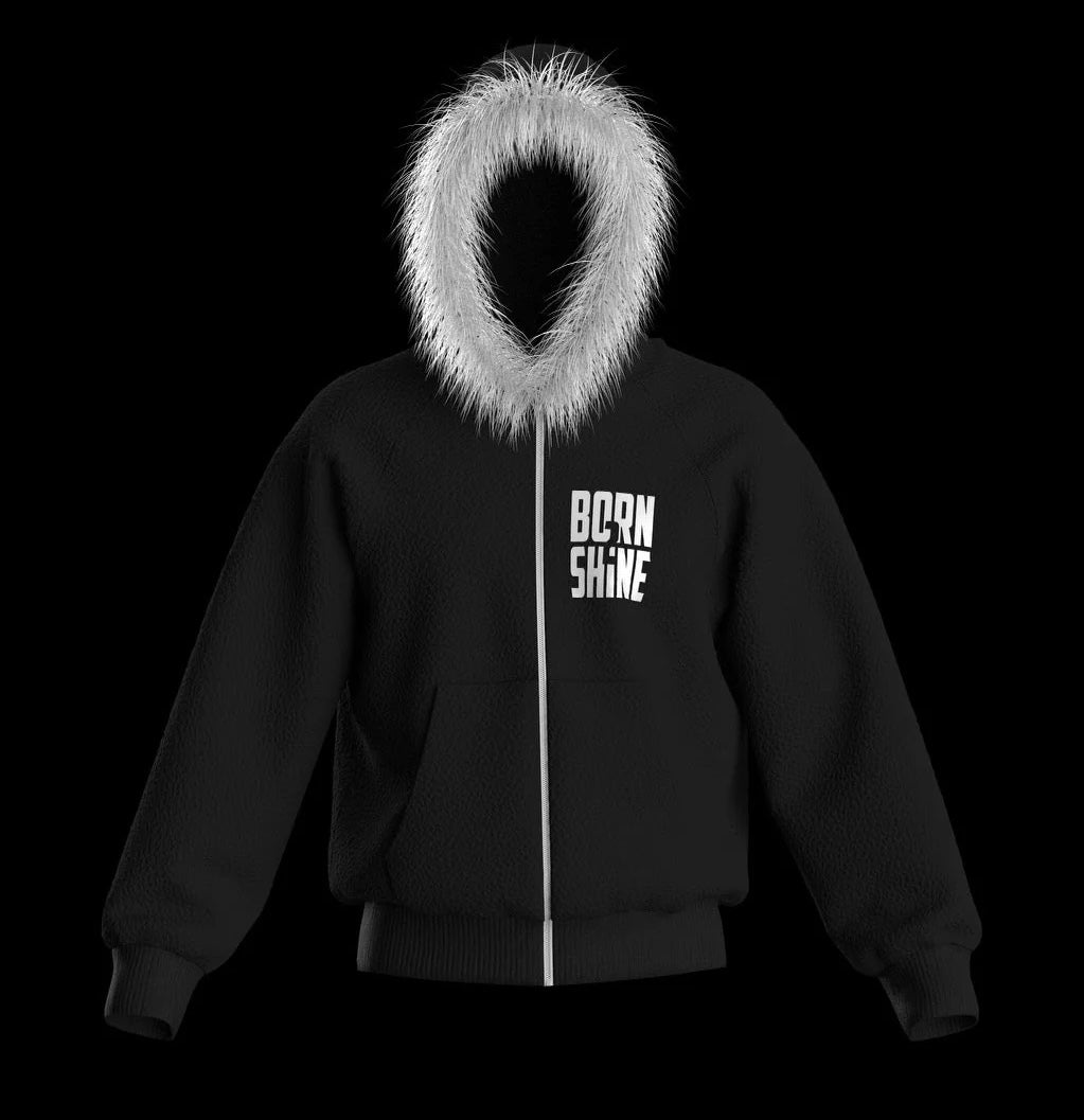 FUR HOODIE - BLACK