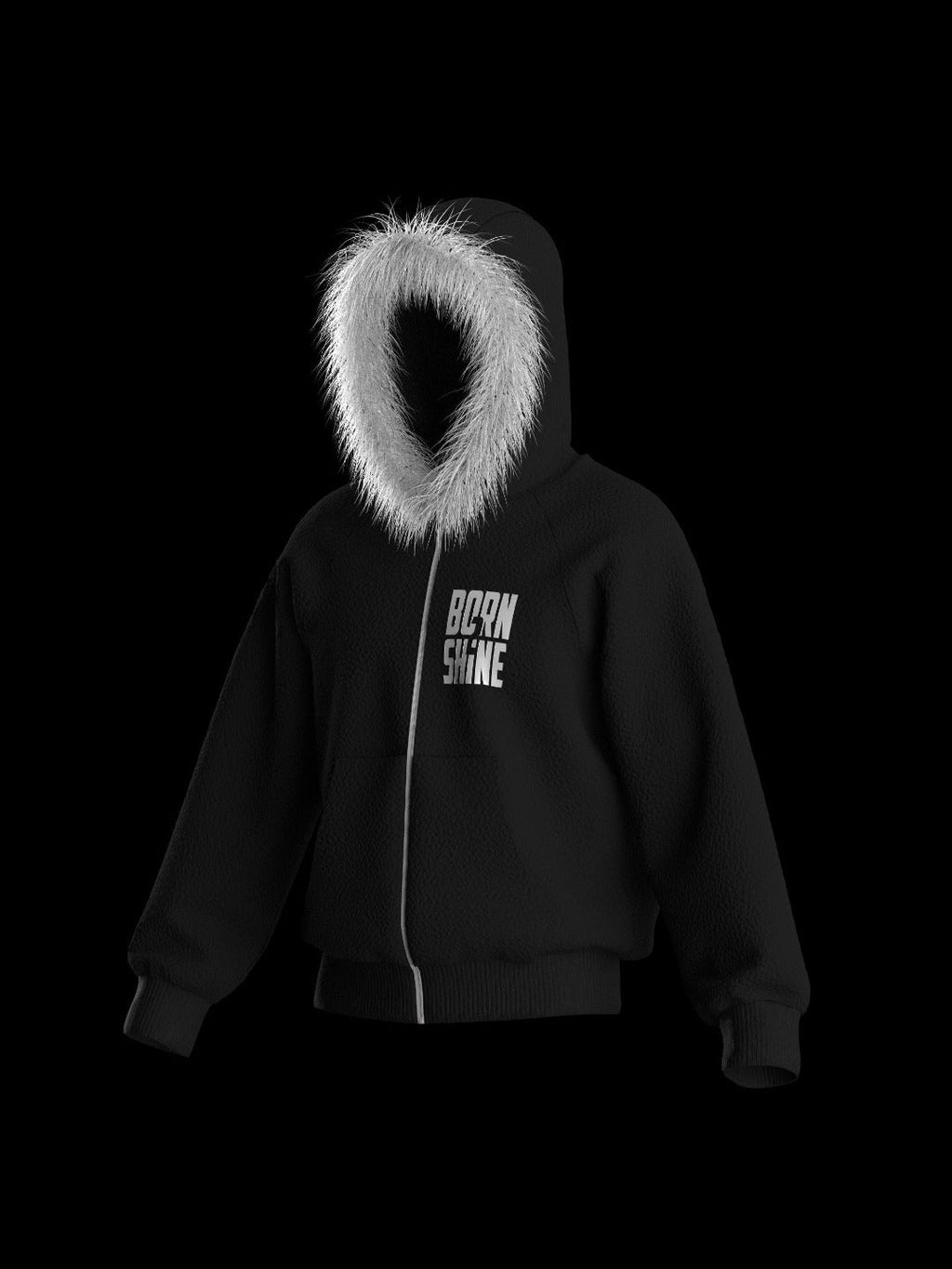 FUR HOODIE - BLACK