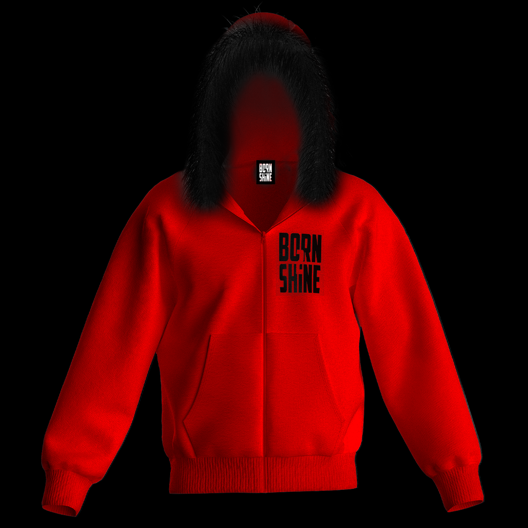 COTTON FUR HOODIE - RED