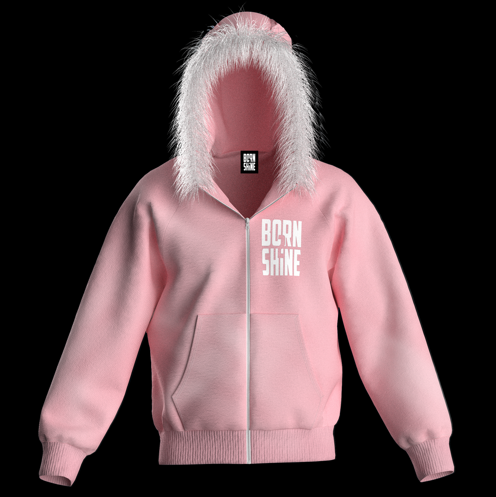 COTTON FUR HOODIE - PINK