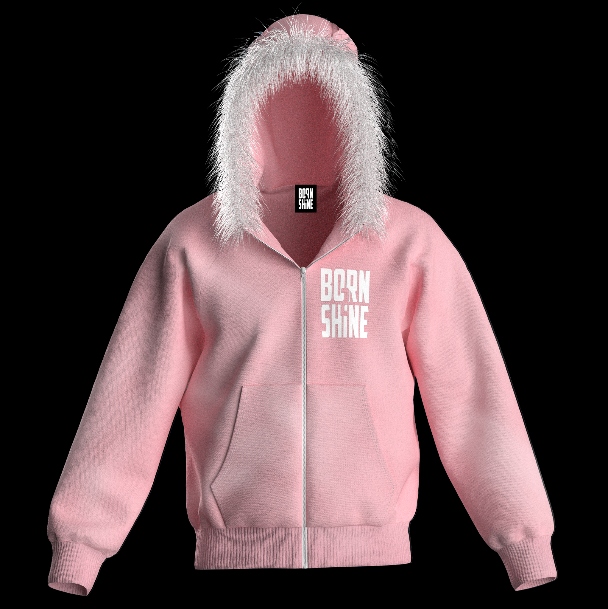 COTTON FUR HOODIE - PINK