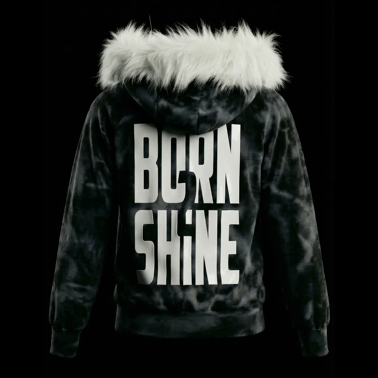 B2S FUR HOODIE V2 - SEA WASHED BLACK