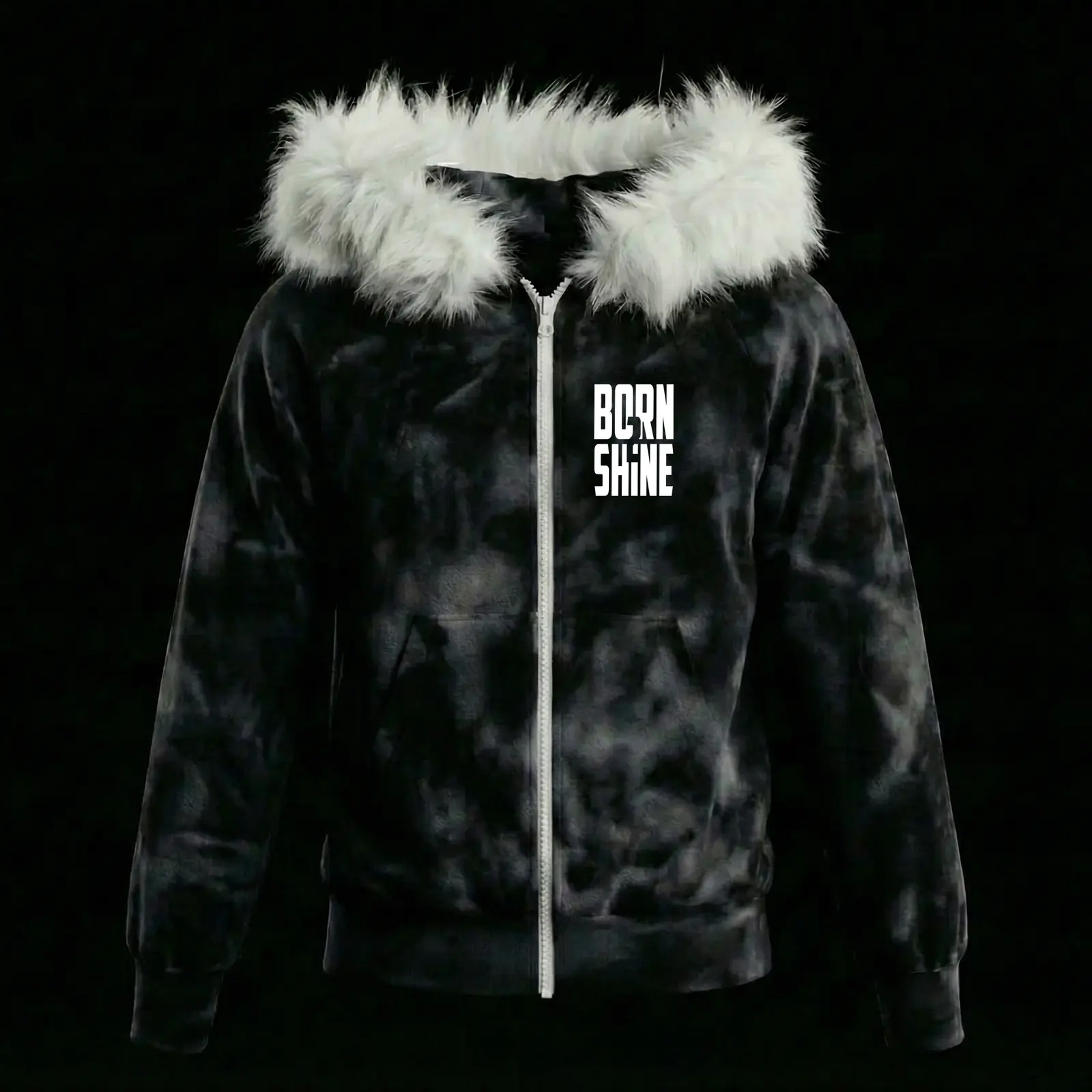 B2S FUR HOODIE V2 - SEA WASHED BLACK