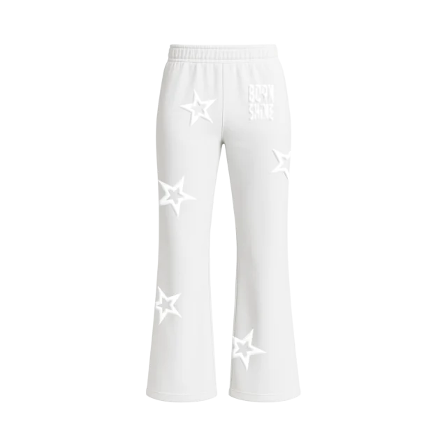 STAR FLARED SWEATPANTS - WHITE
